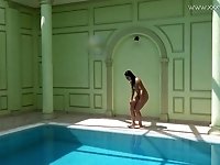 Jessica Lincoln small tatted Russian teen in the pool