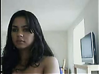 Stunning dark skin Indian beauty on webcam showing off