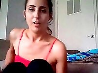 Young babe fingers pussy and squirts while being on webcam