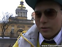 Sex adventures of amateur Russian country girl in the city