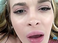 Sexy blonde with big boobs offers great blowjob and heavy sex in home POV