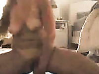 Wondrous wild blond haired webcam MILF with big titties rode glass bottle