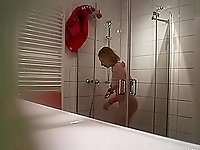 Family spy video from Germany.. The morning shower of my wife.