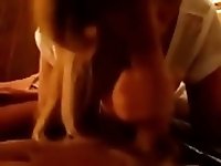 Blond tiny teen suck and get mouth full of cum
