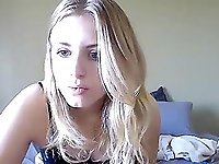 Blonde girl masturbates in front of her cam