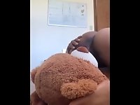 Watch Me DRY HUMP Mr. Teddy w/ Clothes On  EXTREMELY Hairy Black Pussy