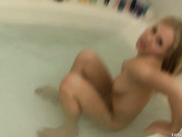 Spectacular amateur busty blondie in the bathtub posing