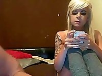 Two girlfriend having fun together on webcam fingering herself