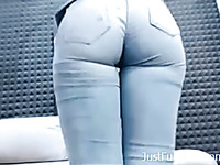 Sexy GF flaunts her big juicy booty in her new tight jeans