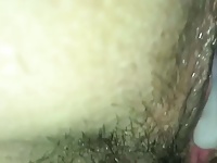 Cum in wifes tight hairy pussy creampie doggystyle