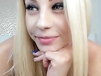 Horny Russian blonde girlfriend on cam loves to finger herself