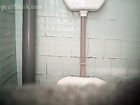 Redhead white stranger lady in the toilet room pissing in front of hidden cam