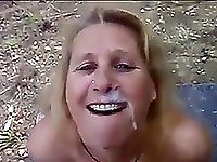 Mature wife dogging sucking stranger dick and get a big facial
