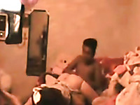 Homemade poor quality vid of lewd housewife and her man fucking in room