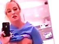 Horny nurse getting off on her job and recording it