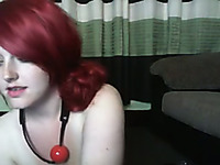 Bright red haired BBW with fantastic big boobies practices bondage