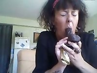 That raunchy French slut isn't ashamed of fucking her ass with her dildo on cam