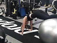 Kate Beckinsale working out with a big ball