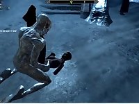 Iron statue hard fuck girl in Skyrim porn game