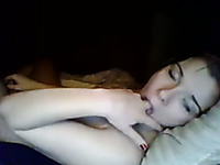 Slender sensual amateur dark haired girlie acted naughty on webcam