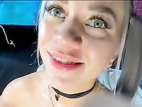 Dripping Wet Girl Playing with Creamy White Cum