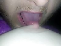 Perky nipple gets sucked and licked