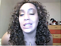 Torrid curly blue eyed black Dominican webcam slut went solo