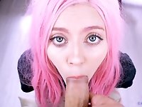 Cute blonde cosplayer loves to get facials - POV Compilation