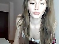 Skinny Russian girl strips and teases on camera