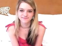 "Very cute deaf blonde teen makes her debut porn video"