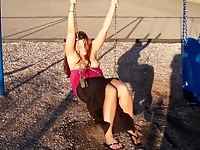 Flashing on swing in public park