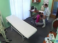 Mesmerizing doctor porn for a young teen with shaved cunt
