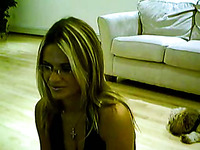 Sizzling hot exotic bronze skin blondie chatting on webcam