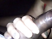 Black hottie sucking hard dick balls deep in amateur POV clip