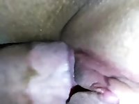 Swollen clit takes thick cock