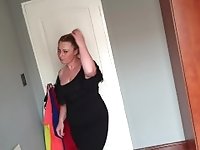 'Busty fat slut with big boobs trying on different clothing'