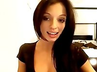 Sexy busty brunette babe with big boobs teasing and seducing on webcam
