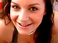 Super cute brunette teen with all natural 38D tits films her first homemade porno
