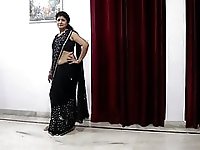 Desi mother black saree wear