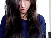 Camgirl Nicoletta with lovely slim body teasing on the webcam