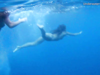 Beautiful trio of amateur white teen babes in the blue sea