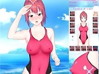 'Feel Up a Sexy Lifeguard [Hentai game] fucking a baywatcher in one piece swimsuit on the beach'