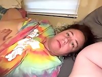 Slow Motion chubby wife masturbates sucks and fucks huge tits blowjob bbw