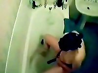 My hot wife masturbating in the bath, hidden camera